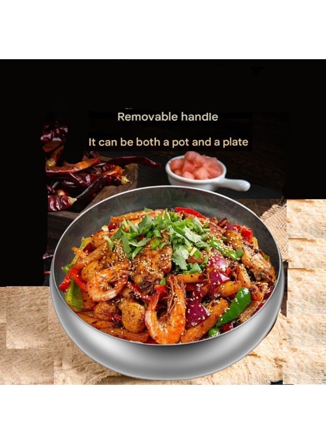 Bukela Titanium Hammered Pan with Lid, Thickened Multi-Layer Stock Pot, Titanium Wok Pan, Scratch-Resistant Non Stick Titanium Frying Pans, Even Heating for Cooking,9.44in/lid - Image 5